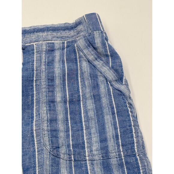 Talbots Size 12 Linen Blend Shorts Drawstring Waist Blue Casual Coastal Preppy - Picture 4 of 8